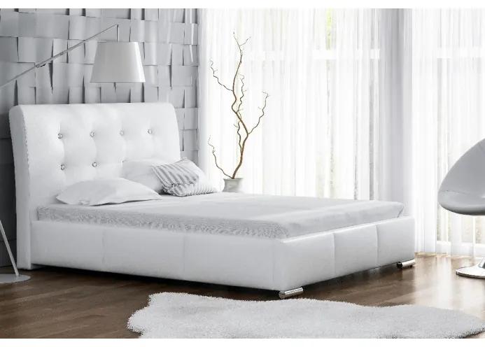 Elegantná posteľ Donna s úložným priestorom biela eko koža 180 x 200