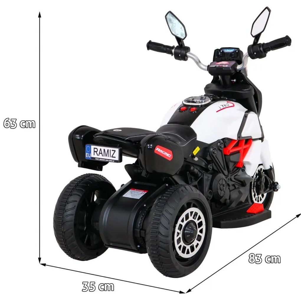 Motorka na batérie pre deti FAST TOURIST - biela