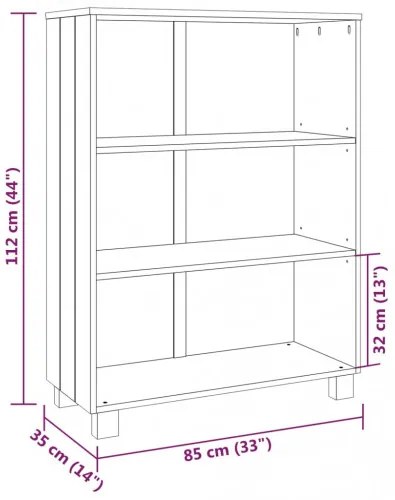 vidaXL Knižnica medovo-hnedá 85x35x112 cm masívne borovicové drevo-