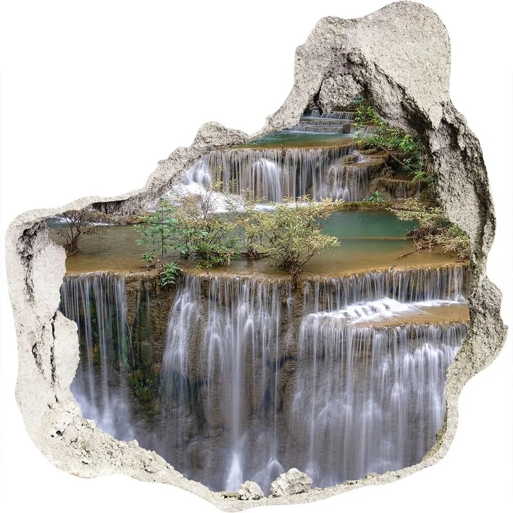 Díra 3D ve zdi nálepka Vodopád v lese WallHole-75x75-piask-126131664
