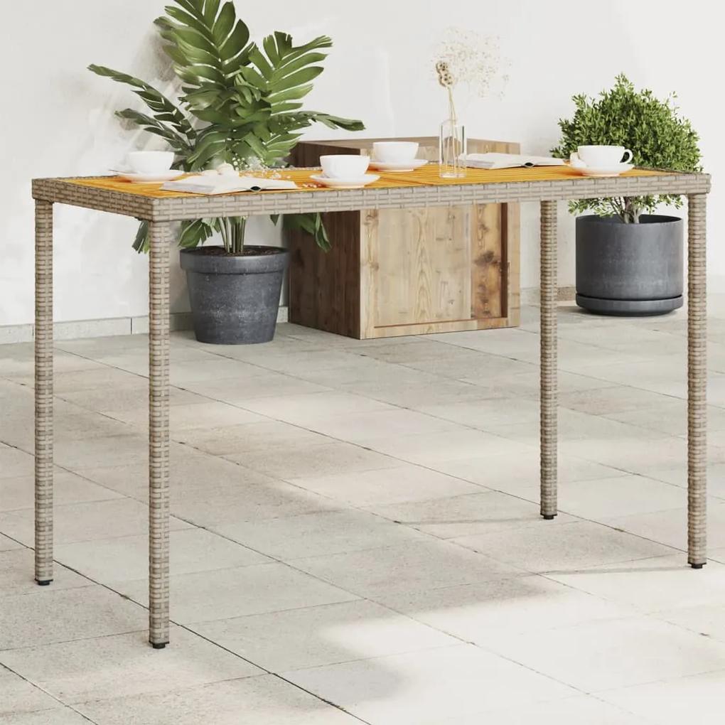 Záhradný stôl s akáciovou doskou sivý 115x54x74 cm polyratan 365076