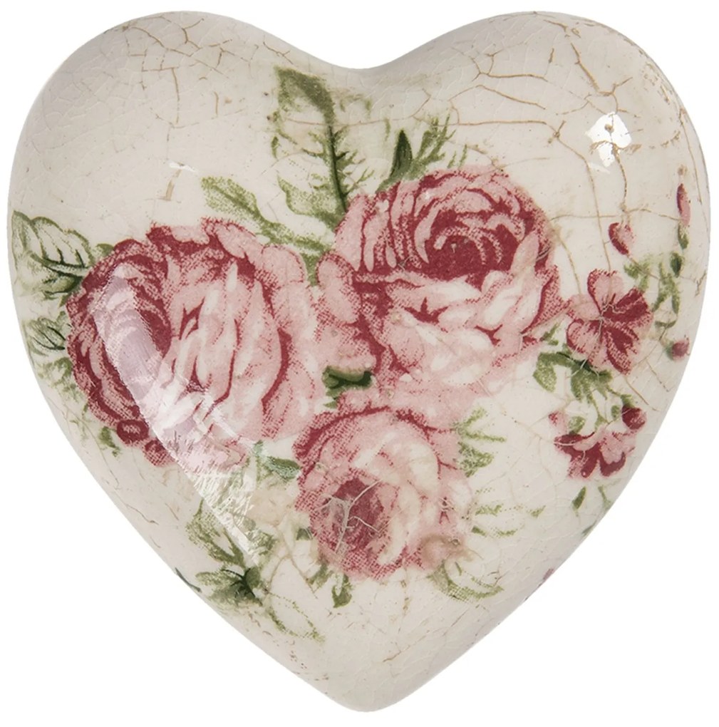 Dekorácia vintage srdce s ružami Rose - 8 * 8 * 4 cm