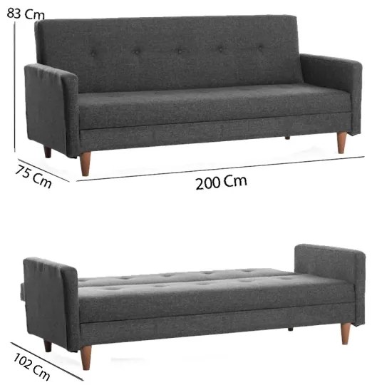 Dvojmiestná pohovka NARA tmavosivá