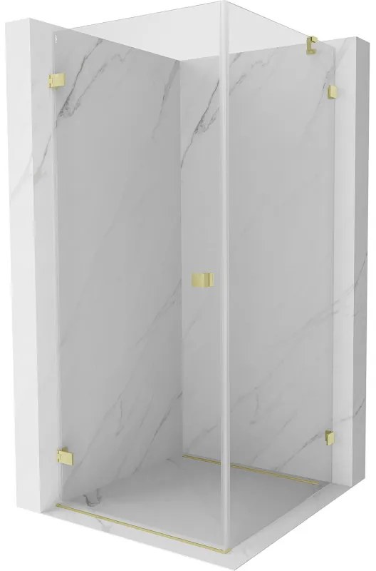 Mexen Lunar-B, výklopný sprchový kút ľavý 70 x 70 cm, 8mm číre sklo, zlatý kartáčovaný - 832-070-070-55-00-L