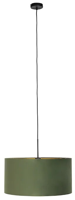 Závesné svietidlo s zamatovým tienidlom zelené so zlatom 50 cm - Combi