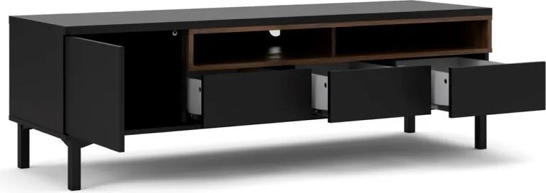 Televízny stolík Atreila 179 155 cm čierna/orech tmavý