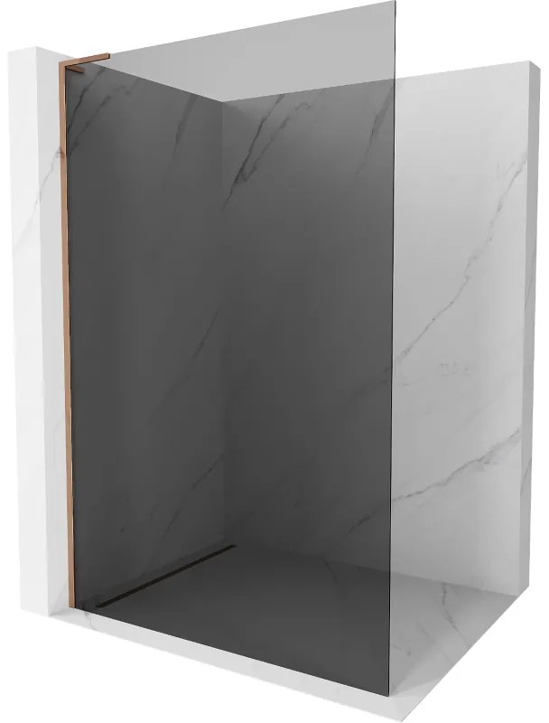 Mexen Kioto L, sprchová zástena Walk-In 70 x 200 cm, 8mm šedé sklo, ružové zlato profil, 800-070-103-60-40