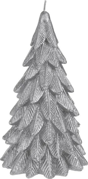 Vianočná sviečka Stromček v striebornej farbe 12 cm