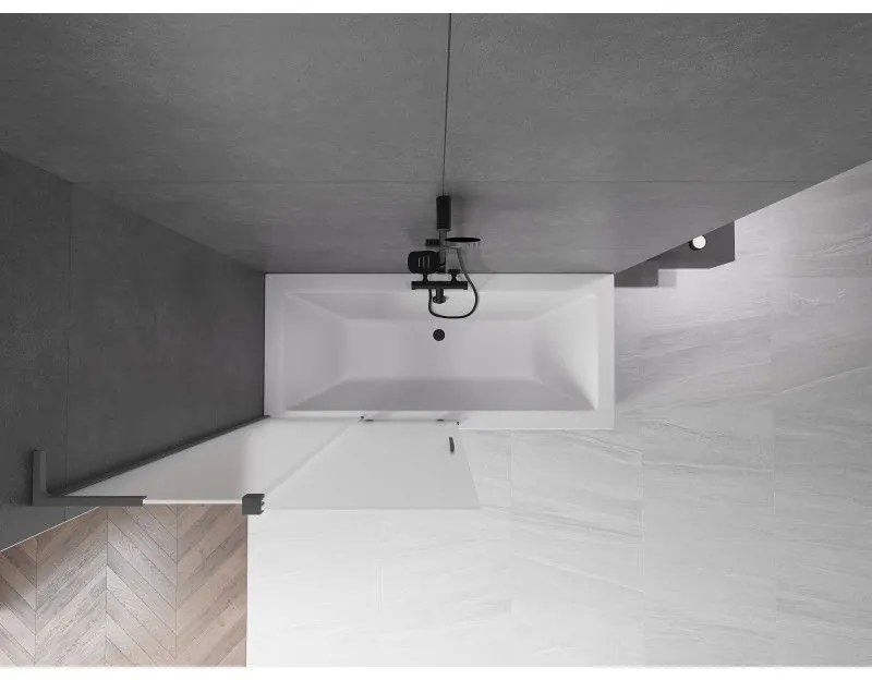 Mexen Velar L, 2-krídlová posuvná vaňová zástena 100 x 150 cm, 8mm sklo námraza, grafitová, 896-100-003-31-95