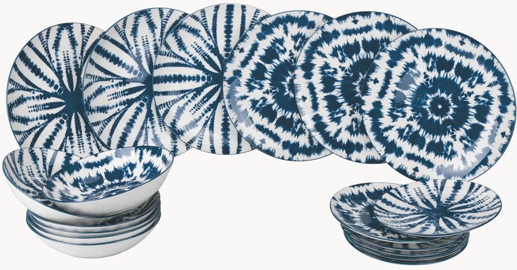 Porcelánová súprava riadu Blue, 6 osôb, 18 ks