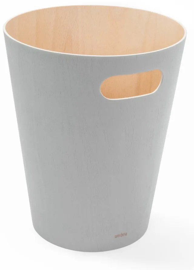 Svetlosivý drevený odpadkový kôš 7,5 l Woodrow – Umbra