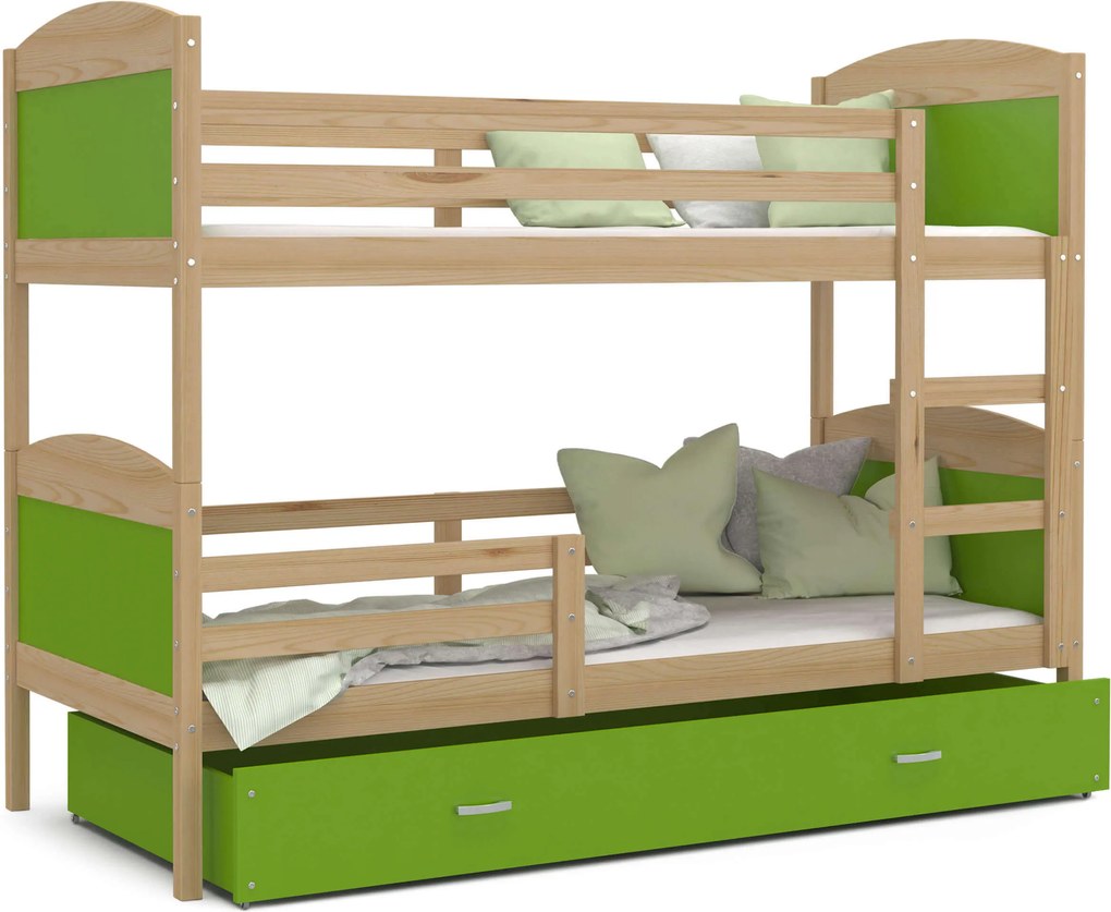GL Poschodová posteľ Matúš 2 Color Farba: Zelená, Rozmer: 200x90