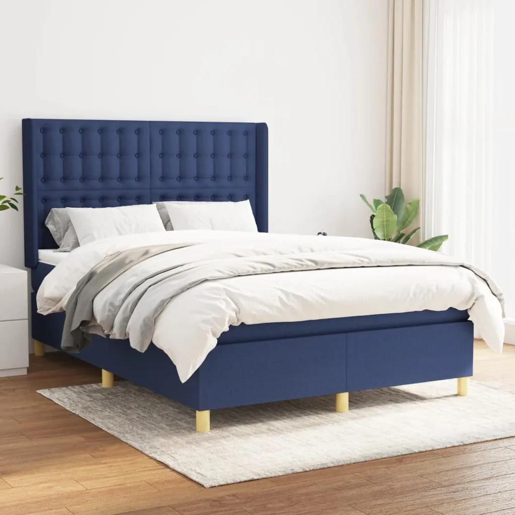 Boxspring posteľ s matracom modrý 140x190 cm látka 3132311