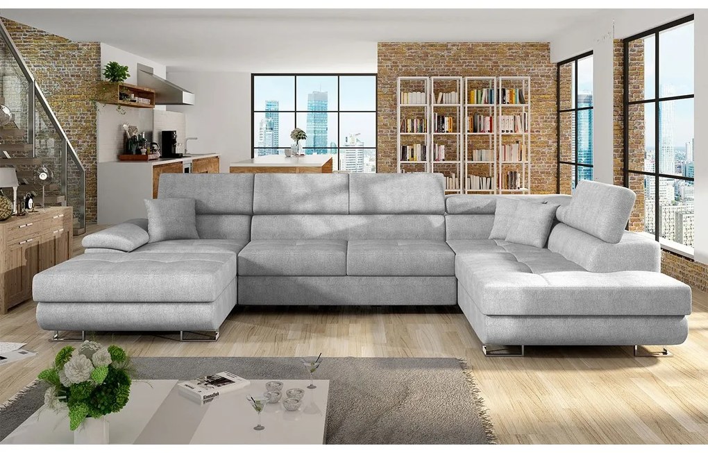 Rohová sedacia súprava Alvin Bis, Dostupné poťahy: ekokoža Soft 017 + Lux 06 + ekokoža Soft 017, Strana: Pravá - U