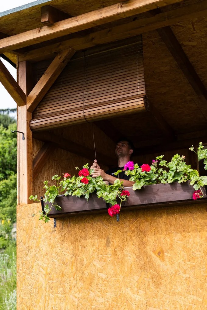 Drevená roleta na pergole - hnedá Šírka rolety: 150 cm, Rozvin rolety: 220 cm