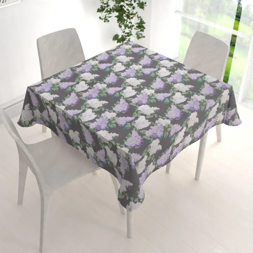 Biante Bavlnený štvorcový obrus Sandra SA-384 Kvety orgovánu na sivom 60x60 cm