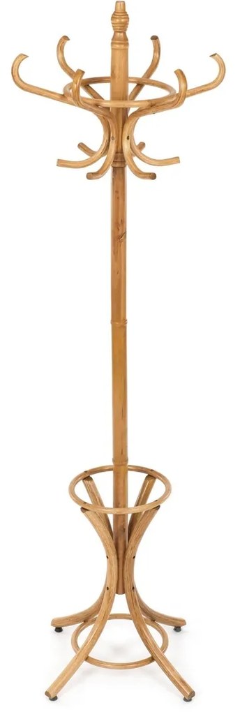 Drevený stojanový vešiak, tmavý dub, 52 x 186 cm