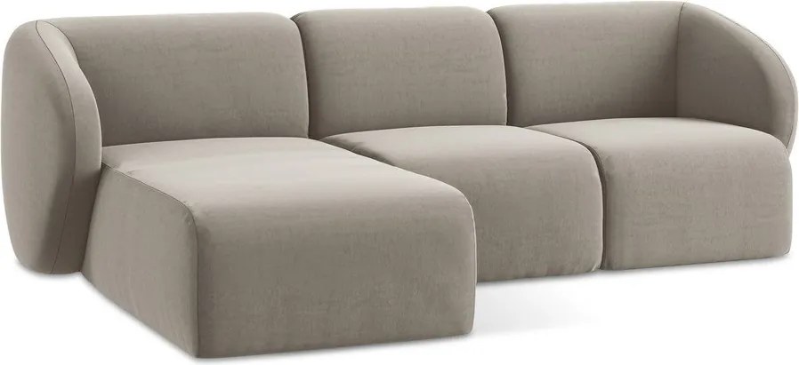 Svetlohnedá zamatová rohová pohovka (ľavý roh/s leňoškou) Lani – Makamii