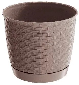 květináč RATOLLA ROUND 16,5 v.14,2cm,2l,BÉŽ tm. (7529U) s miskou, 22 cm