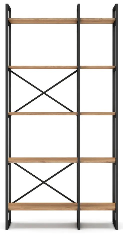 Čierny/prírodný regál v dekore duba 87,5x175 cm Dusan – Marckeric