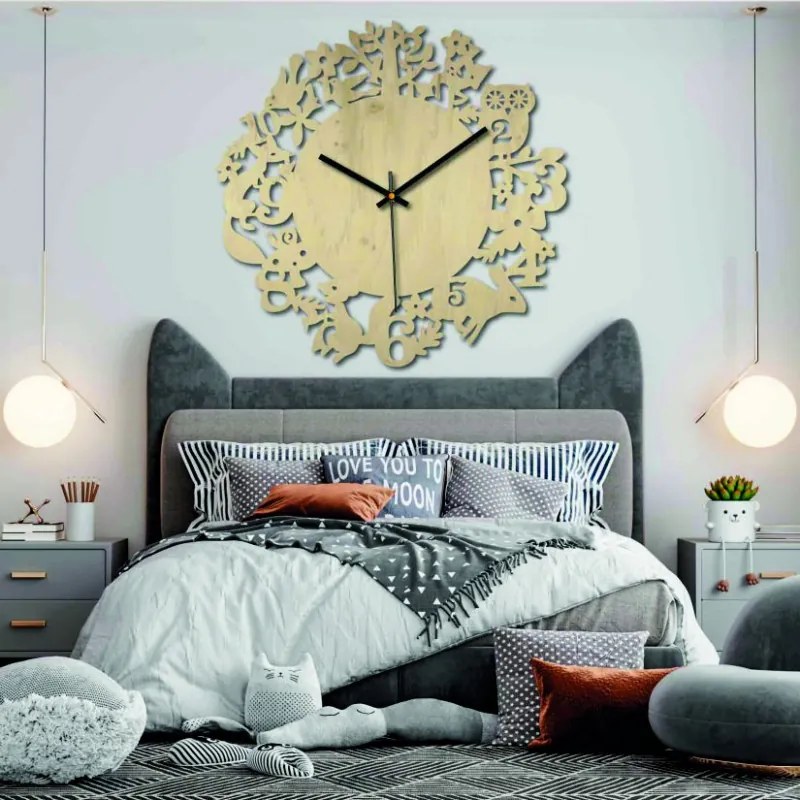 Hodiny z dreva - Lesné zvieratá - Čierne aj farebné | SENTOP PR0451 plywood