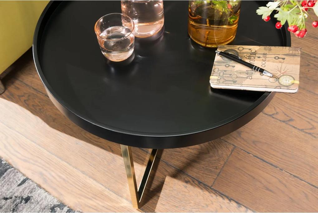 Odkladací stolík Hira, 58,5 cm, čierna/zlatá