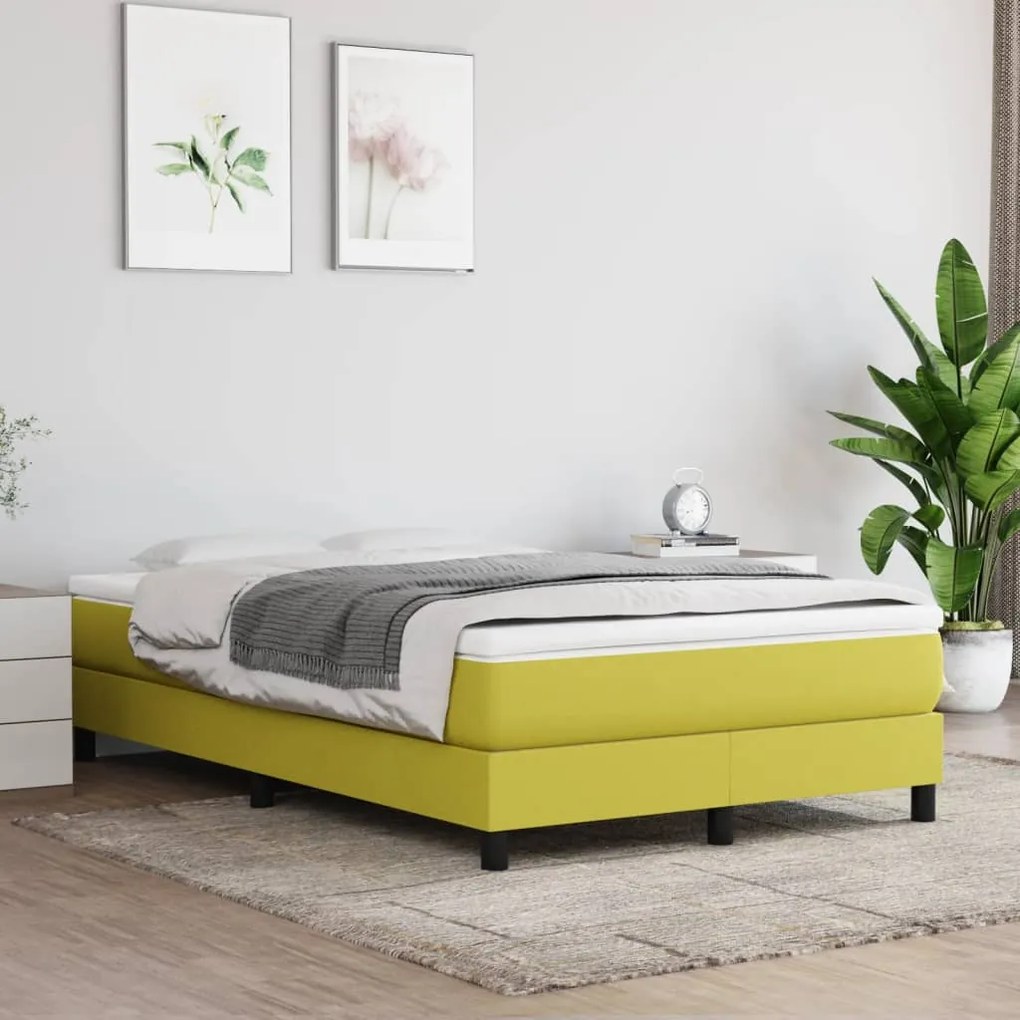 vidaXL Rám na boxspring posteľ zelený 120x200 cm látka