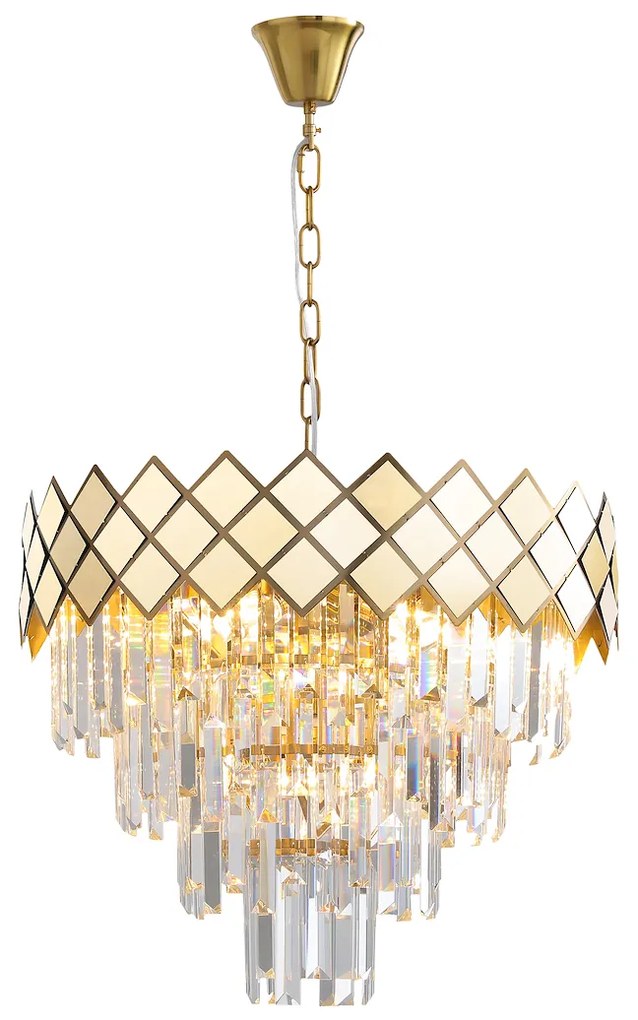 EUlight Luster Carisma II, 1x krištáľové/zlaté kovové tienidlo, (fi 50cm), g
