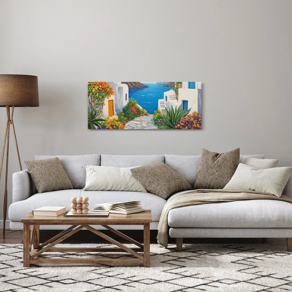 Obraz - Grécka ulička (120x50 cm)