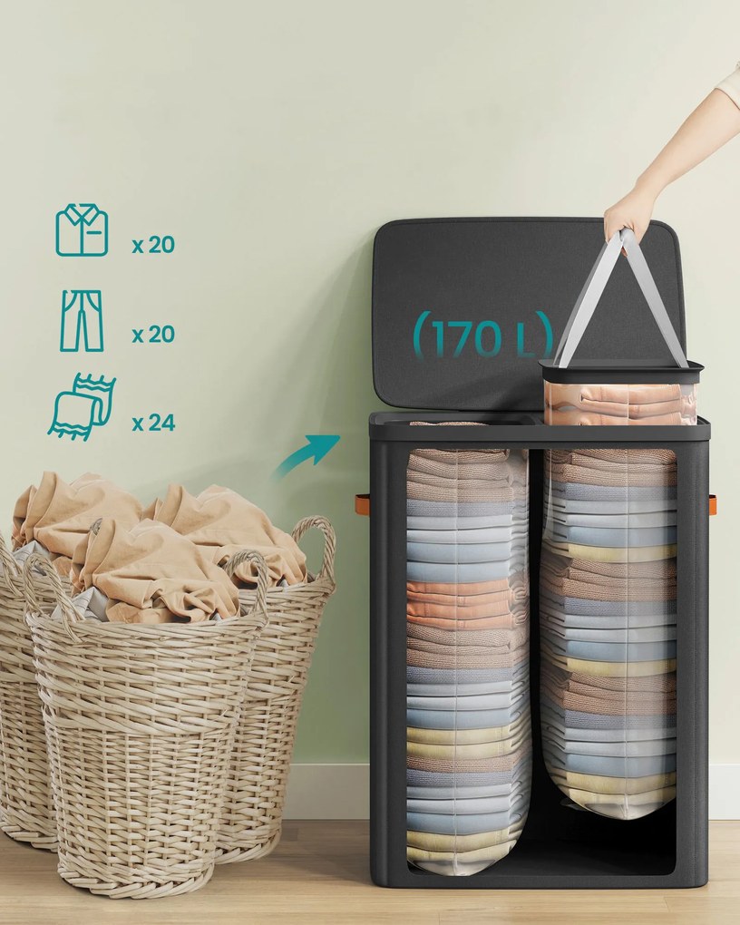 Kôš na bielizeň Daisy Black 2x85l