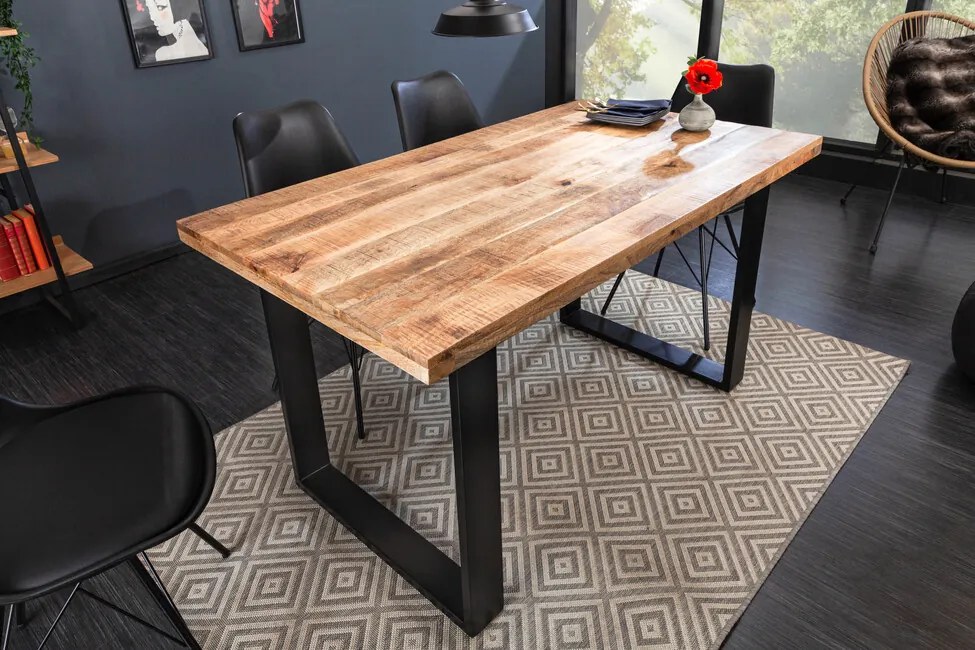 Dizajnový jedálenský stôl z masívu Iron Craft Mango 120cm 45mm