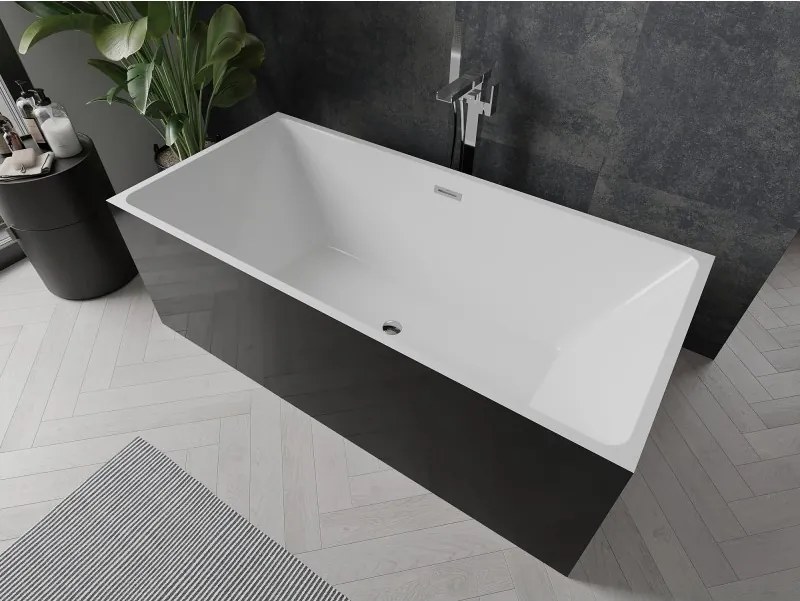 Mexen Nita, voľne stojaca vaňa 170 x 80 cm, biela-čierna, chrómový prepad, 52091708075-01