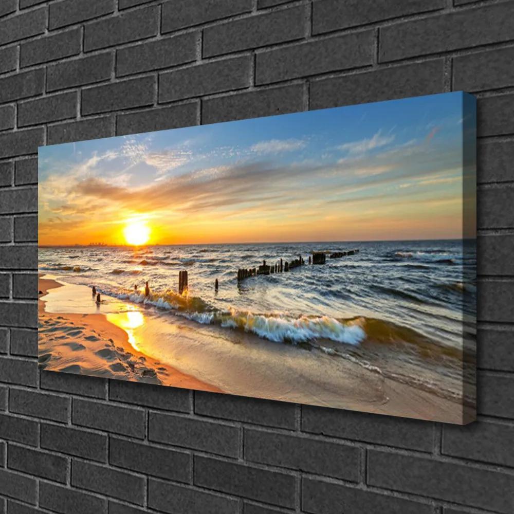 Obraz Canvas More západ slnka pláž 120x60 cm
