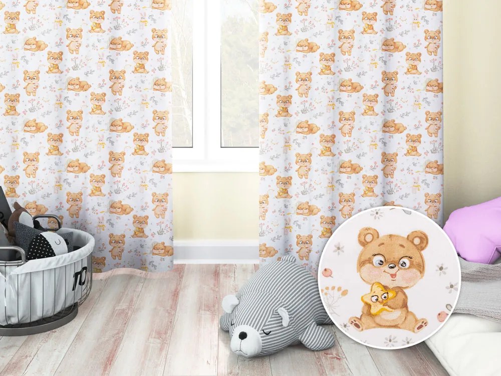 Biante Detský bavlnený záves Sandra SA-524 Roztomilí medvedíkovia na bielom 150x150 cm