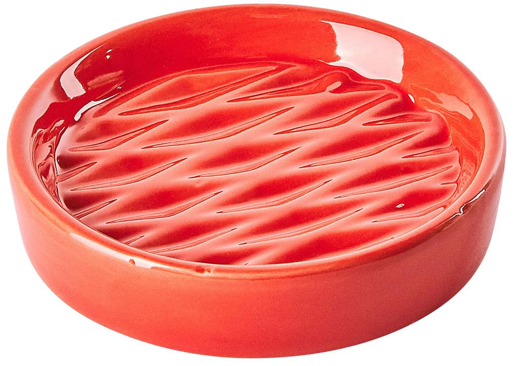 3-dielna keramická súprava kúpeľňových doplnkov červená BELEM Beliani
