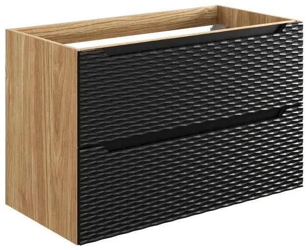Závěsná skříňka Ocean Sky se zápustným umyvadlem 120 cm černá/dub olejovaný