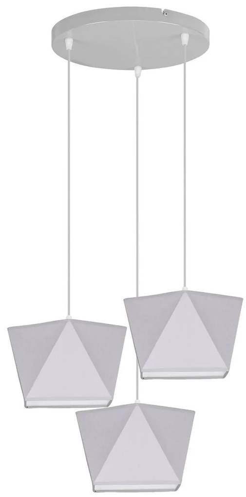 Závesné svietidlo Diamond, 3x textilné tienidlo (mix 6 farieb), (výber z 3 farieb konštrukcie), o