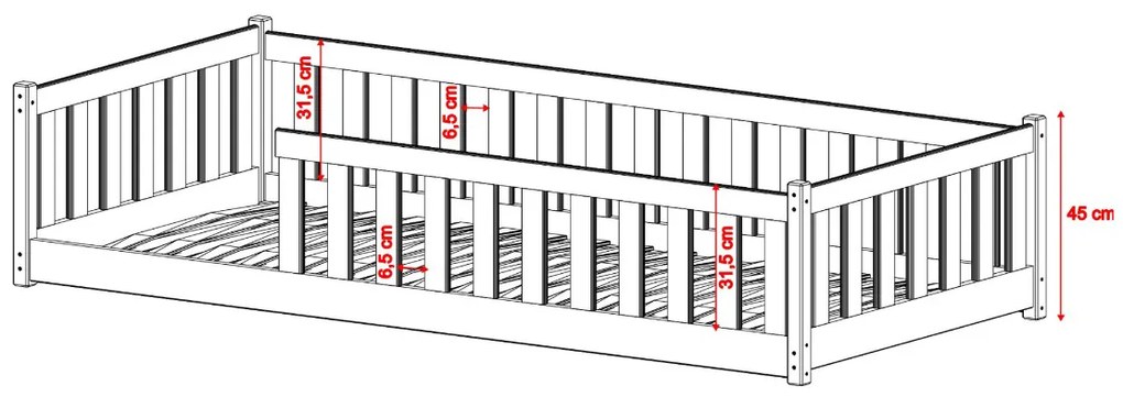 Detská posteľ 80x180 cm Belaccino (biela) (s roštom). Akcia -20%. Vlastná spoľahlivá doprava až k Vám domov. 1096181