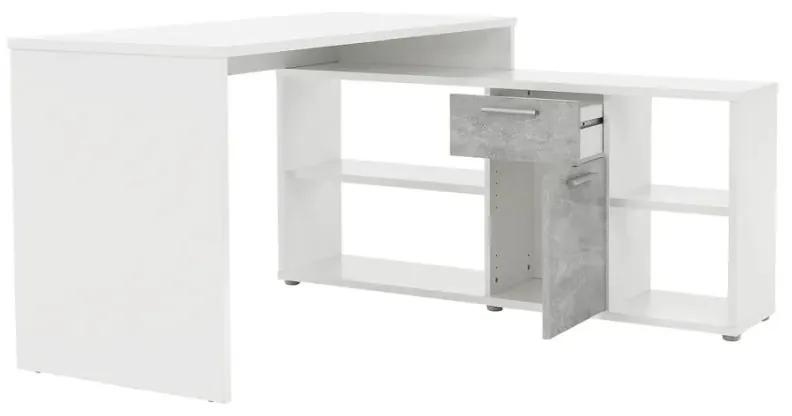 Kondela PC stôl, NOE NEW, biela/betón
