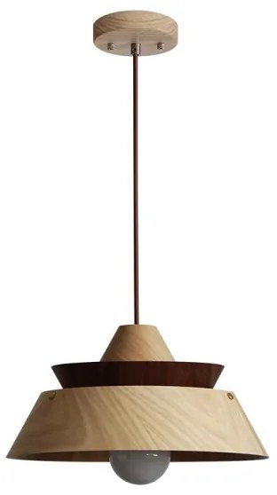 Drevený luster na lanku 1xE27/60W/230V pr. 33 cm masív/dub/orech/kaučukovník