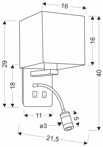 LED Nástenné svietidlo MAGNUM 1xE27/40W/230V + LED/3W biela