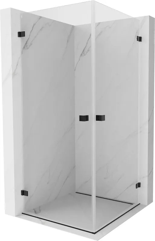 Mexen Lunar-B Duo výklopný sprchový kút 85 x 85 cm, číre sklo, čierna matná, 832-085L-085P-70-00
