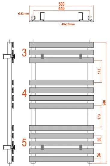 Sapho - Kúpeľňový radiátor JALOUSI 328W/230V 50x94 cm biely