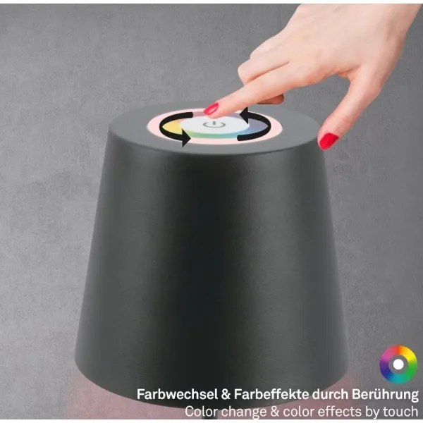 Briloner 7507015 - LED RGBW stmievateľná nabíjacia stolová lampa LED/2,5W/5V IP44 antracit