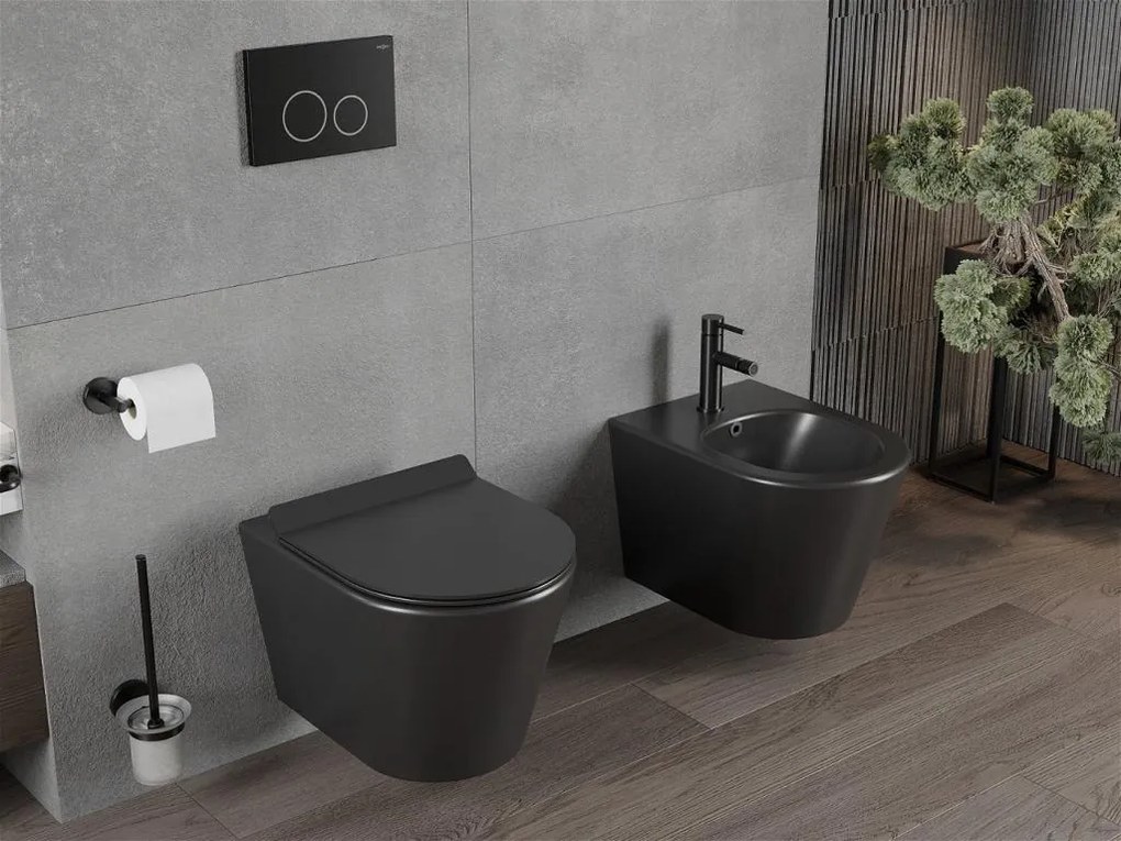 Závesný WC set MEXEN RICO 35 cm s doskou v2 čierny