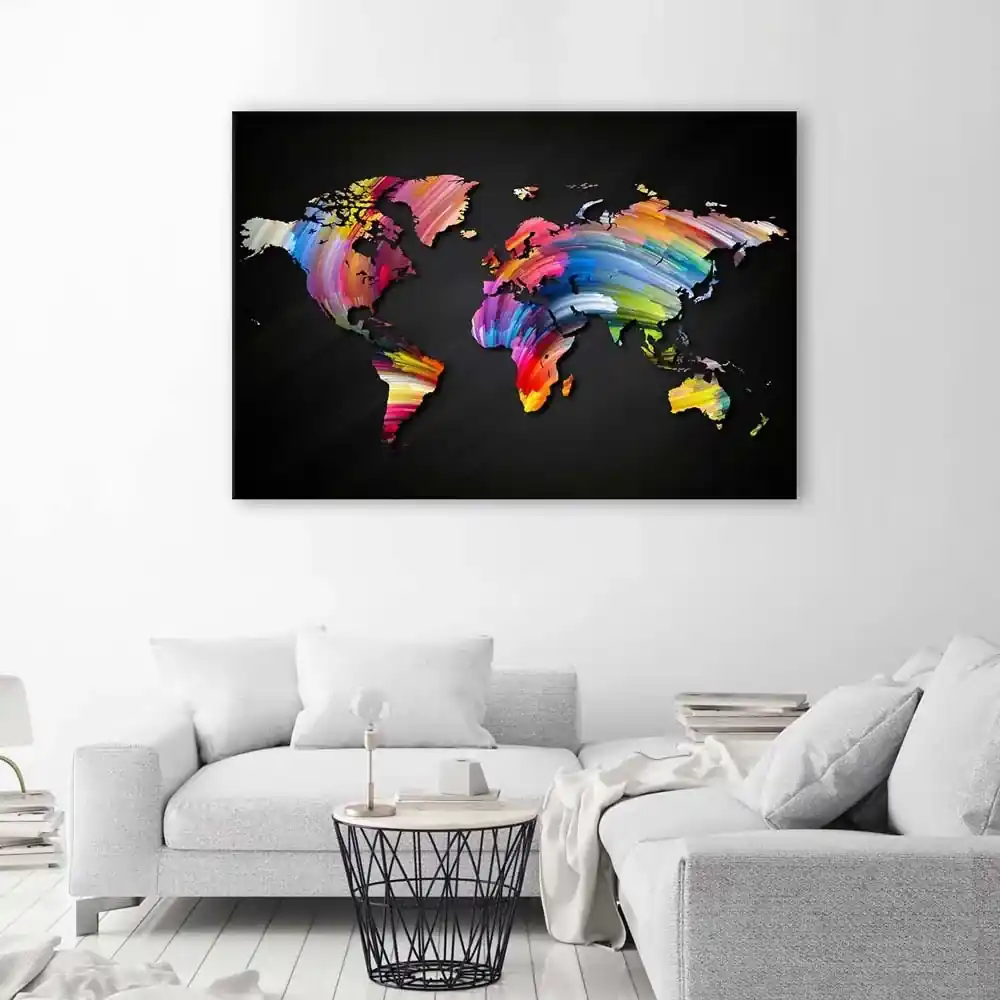 Gario Obraz na plátne Mapa sveta s rôznymi farbami Rozmery: 60 x 40 cm |  BIANO