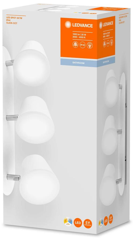 LEDVANCE Kúpeľňové stropné/stenové bodové svietidlo SPOT LED, 3x7 W, teplá biela-denná biela, IP44