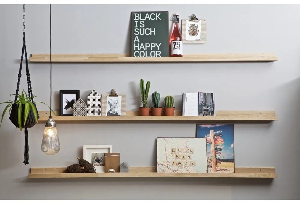 Polica na obrázky z dubového dreva v prírodnej farbe 170 cm Photoframe – vtwonen