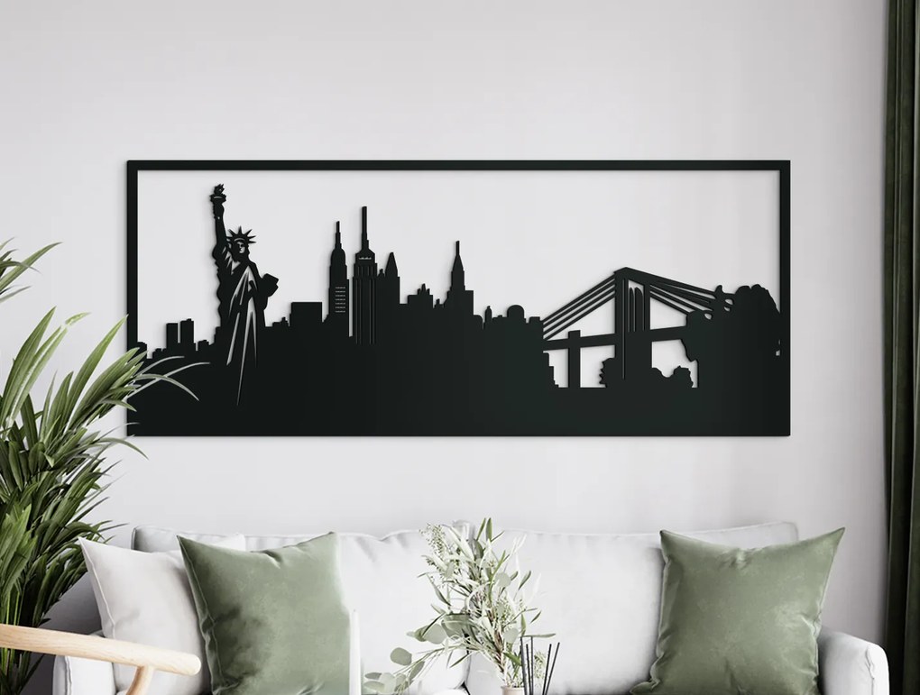 drevko Obraz New York Rozmer obrazu: 37 x 89 cm, Farba dekorácie: Čierna