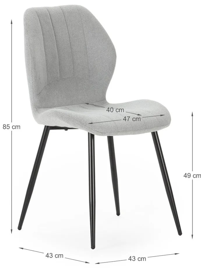 Svetlosivé jedálenské stoličky v súprave 4 ks Milu – Marckeric